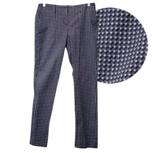 Boden Harlequin Geometric Print Pants Navy Blue Tan Women 6P